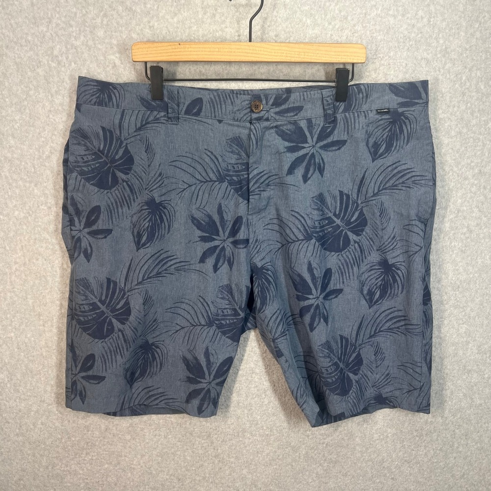 Travis Mathew Mens Blue Tropical Palm Print Golf Shorts Size 42 Performance